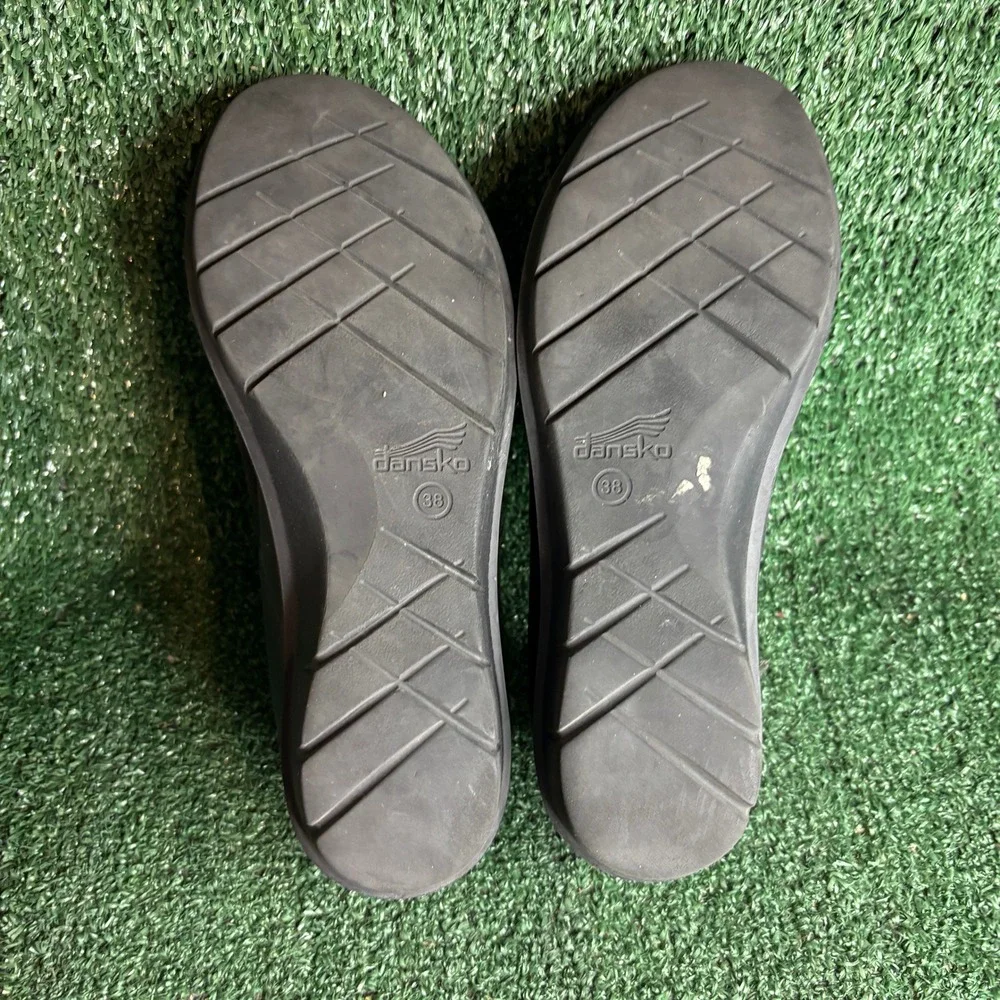 Dansko Julia Leather Slip On Comfort Elastic Wedge Clog Black Women Size 7.5-8